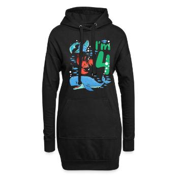 Je suis 4 Enfants Anniversaire Créatures Marines Anniversaire - Sweat-shirt à capuche long Femme - noir - Devant