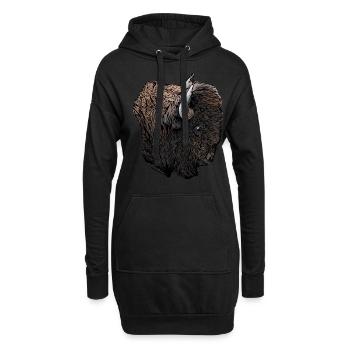 Amerikanischer Bison - Hoodie-Kleid - Schwarz - Vorne