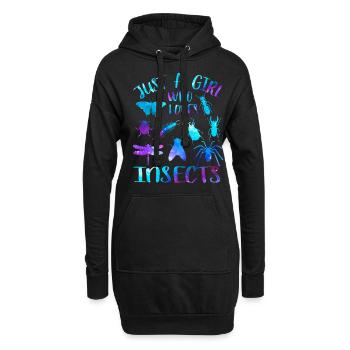 Juste une fille qui aime les insectes - Sweat-shirt à capuche long Femme - noir - Devant