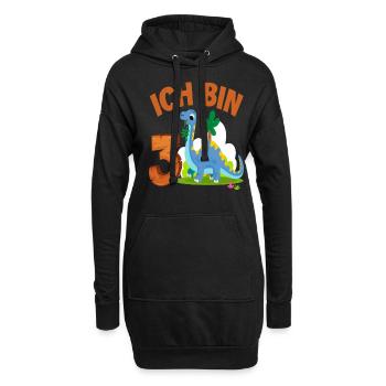3. Geburtstag Junge 3 Jahre Dinosaurier Dino - Hoodie-Kleid - Schwarz - Vorne