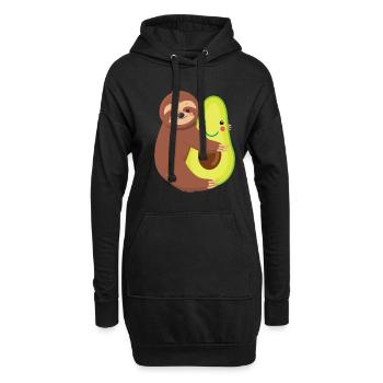 Paresseux paresseux étreignant avocat végétalien Amoureux des animaux - Sweat-shirt à capuche long Femme - noir - Devant