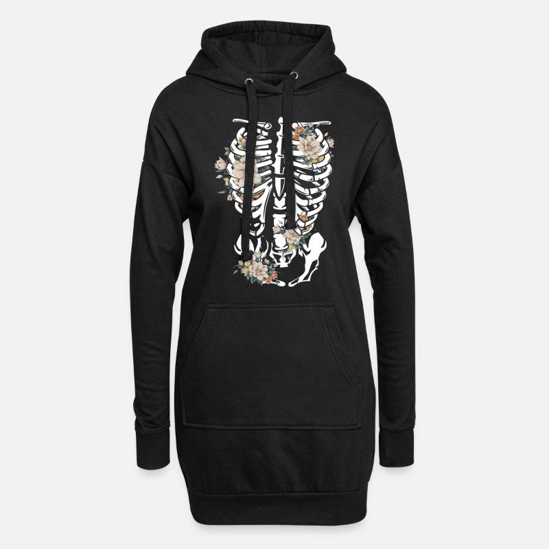 Gothic Blumen - Hoodie-Kleid - Schwarz