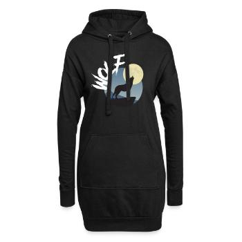 Wolf Mond Heulen Wildnis Wild Wildtier - Hoodie-Kleid - Schwarz - Vorne
