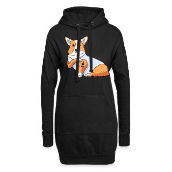 J’aime papa Tatouage Corgi Chien Fête des pères - Sweat-shirt à capuche long Femme - noir - Devant