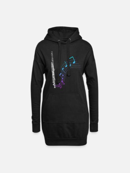 Querflöte Geschenk Musik Noten - Hoodie-Kleid - Schwarz