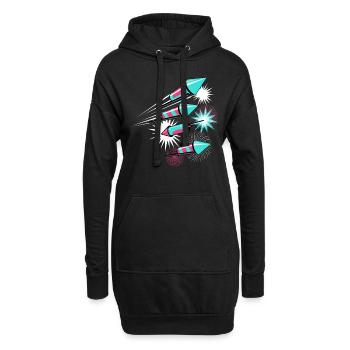 Feuerwerkrakete Pyrotechnik Silvester - Hoodie-Kleid - Schwarz - Vorne