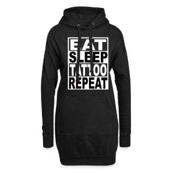 Manger le tatouage de sommeil Répéter - Sweat-shirt à capuche long Femme - noir - Devant