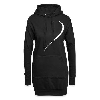 Demi-cœur blanc - Sweat-shirt à capuche long Femme - noir - Devant