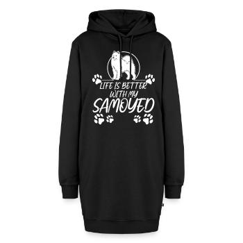 Samoyède Chiens Samoyède Dictons Chien - Sweat-shirt à capuche long Femme - noir - Devant