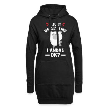 J’aime vraiment Pandas ok - Sweat-shirt à capuche long Femme - noir - Devant