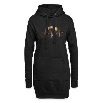 Vintage EKG Pulse Paraglider Heartbeat Paragliding - Hoodie-Kleid - Schwarz - Vorne