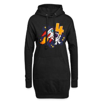 4 ans Jeune astronaute dans l’espace 4ème anniversaire - Sweat-shirt à capuche long Femme - noir - Devant