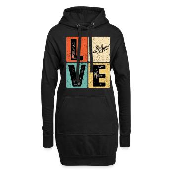 Vintage Love Airplane for Airplane Airline Pilot - Hoodie-Kleid - Schwarz - Vorne