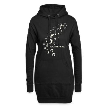 Drôle Ne jamais marcher seul Chien Amoureux Chiens Empreintes de pas - Sweat-shirt à capuche long Femme - noir - Devant