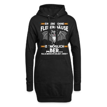 Fledermaus - Hoodie-Kleid - Schwarz - Vorne