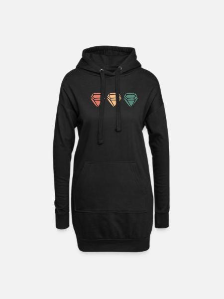 Diamanten Retro - Hoodie-Kleid - Schwarz