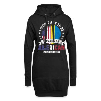 Drapeaux ukrainiens américains Fierté Ukraine Drapeau - Sweat-shirt à capuche long Femme - noir - Devant