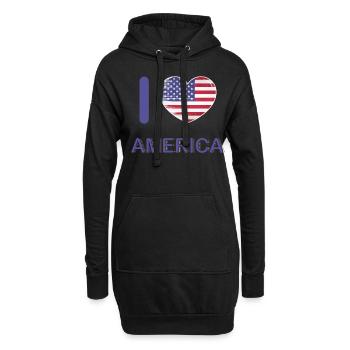 Ich Liebe Amerika USA Flagge, Mein Zuhause, Mein - Hoodie-Kleid - Schwarz - Vorne