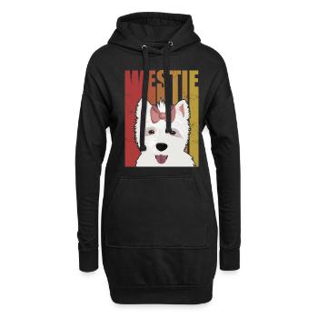 Westie West Highland Terrier Cadeau chien - Sweat-shirt à capuche long Femme - noir - Devant