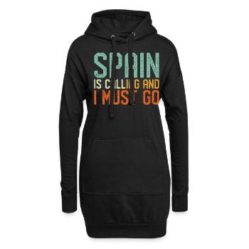 L’Espagne appelle je dois partir - Sweat-shirt à capuche long Femme - noir - Devant