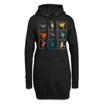 Retro-Break-Tänzerin Breatdancing - Hoodie-Kleid - Schwarz - Vorne