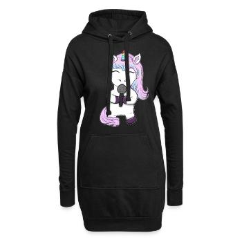belle chanteuse licorne chantante chantant des musiciens - Sweat-shirt à capuche long Femme - noir - Devant