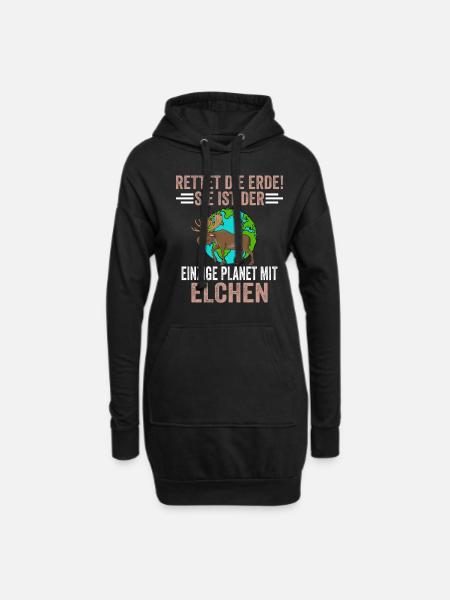 Umweltschutz Tierschutz Elch - Hoodie-Kleid - Schwarz