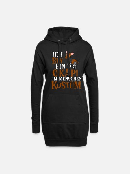 Okapi im Menschen Kostüm - Hoodie-Kleid - Schwarz