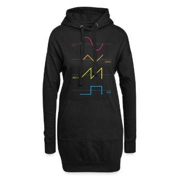 Synthétiseur Audiowaves Analogique Numérique - Sweat-shirt à capuche long Femme - noir - Devant