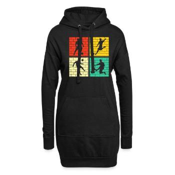 Fußball Fußballer Retro - Hoodie-Kleid - Schwarz - Vorne