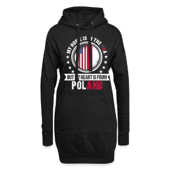 Drapeau polonais américain Cœur de Pologne Patriot - Sweat-shirt à capuche long Femme - noir - Devant