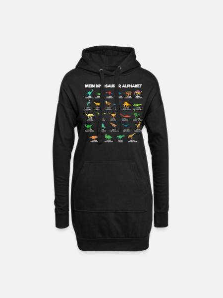 Dinosaurier Alphabet A-Z Dino ABC T-Rex - Hoodie-Kleid - Schwarz