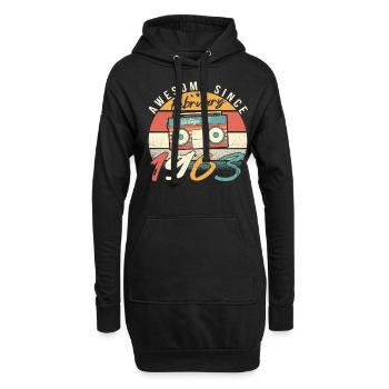 Millésime 1963 en février - Sweat-shirt à capuche long Femme - noir - Devant