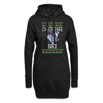 Funny Christmas Ski Lover Xmas Ugly Sweater Skiing - Hoodie-Kleid - Schwarz - Vorne