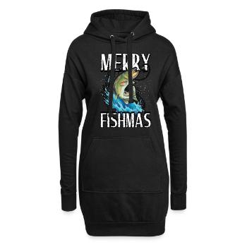 Funny Merry Fishmas Fishing Fisher Fisherman - Hoodie-Kleid - Schwarz - Vorne