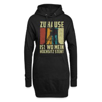 Zuhause ist wo mein Hochsitz steht - Hoodie-Kleid - Schwarz - Vorne
