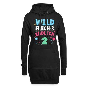 2. Geburtstag Wild, Frech & Endlich 2 Jahre - Hoodie-Kleid - Schwarz - Vorne