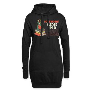 Bücherwurm, Bitte Ich Bin Ein Buch-Drache - Hoodie-Kleid - Schwarz - Vorne