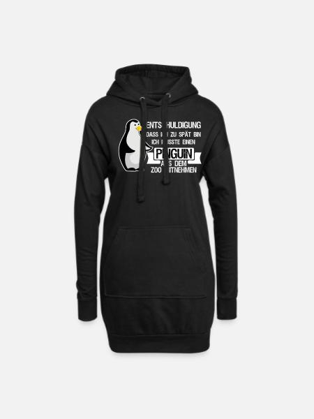 Pinguin Spruch Pinguine - Hoodie-Kleid - Schwarz