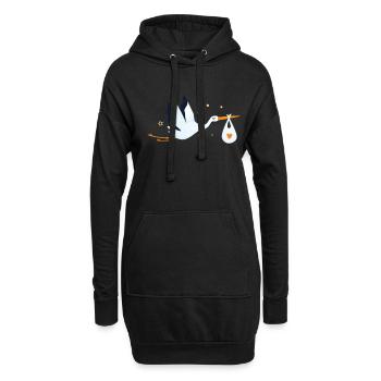 Cigogne Bébé Saint-Valentin Bébé Oiseau - Sweat-shirt à capuche long Femme - noir - Devant