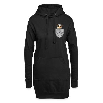 Kuh in der Tasche Tier Brusttasche Kuh Rind - Hoodie-Kleid - Schwarz - Vorne