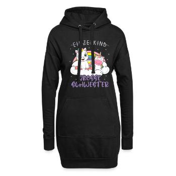 Einzelkind Große Schwester Einhorn - Hoodie-Kleid - Schwarz - Vorne