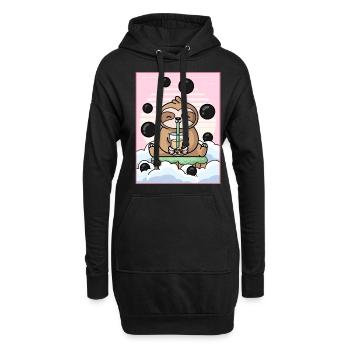 Japanese Aesthetic Kawaii Faultier Boba-Milchtee G - Hoodie-Kleid - Schwarz - Vorne