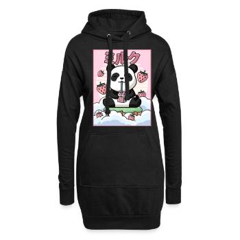 Japanese Aesthetic Kawaii Panda Bär Erdbeermilch G - Hoodie-Kleid - Schwarz - Vorne