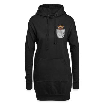 Pocket Dog Animal In Your Pocket Pug Dog - Hoodie-Kleid - Schwarz - Vorne