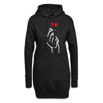 Kpop Finger Heart K-drama Korean Drama - Hoodie-Kleid - Schwarz - Vorne