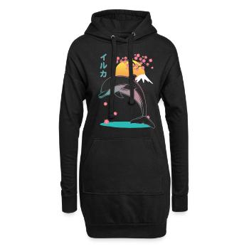 Dolphin Japan Esthétique - Sweat-shirt à capuche long Femme - noir - Devant