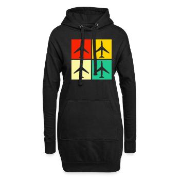 Flugzeug Flugzeugliebhaber retro - Hoodie-Kleid - Schwarz - Vorne