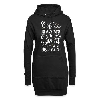 Coffee Is Always A Good Idea - Hoodie-Kleid - Schwarz - Vorne