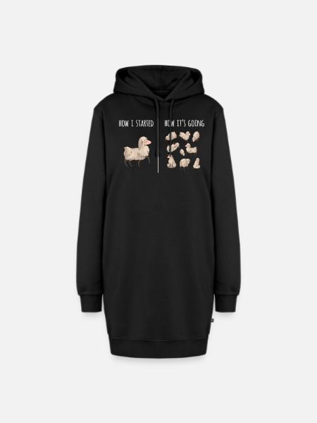Schafe, Schafe, Schafliebhaber, Bauer - Hoodie-Kleid - Schwarz
